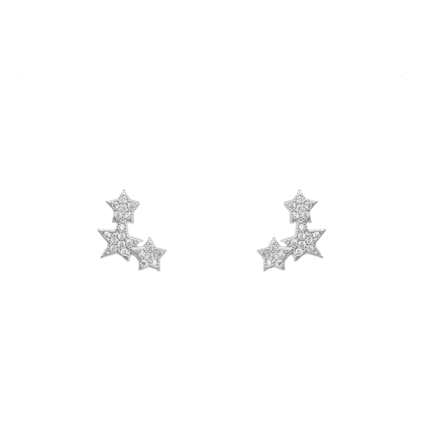 Triple Stars Silver 925 Earrings
