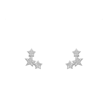 Triple Stars Silver 925 Earrings