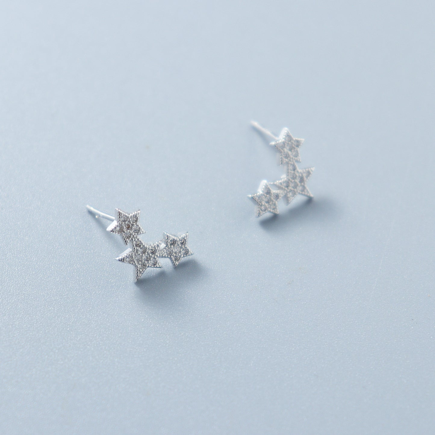 Triple Stars Silver 925 Earrings
