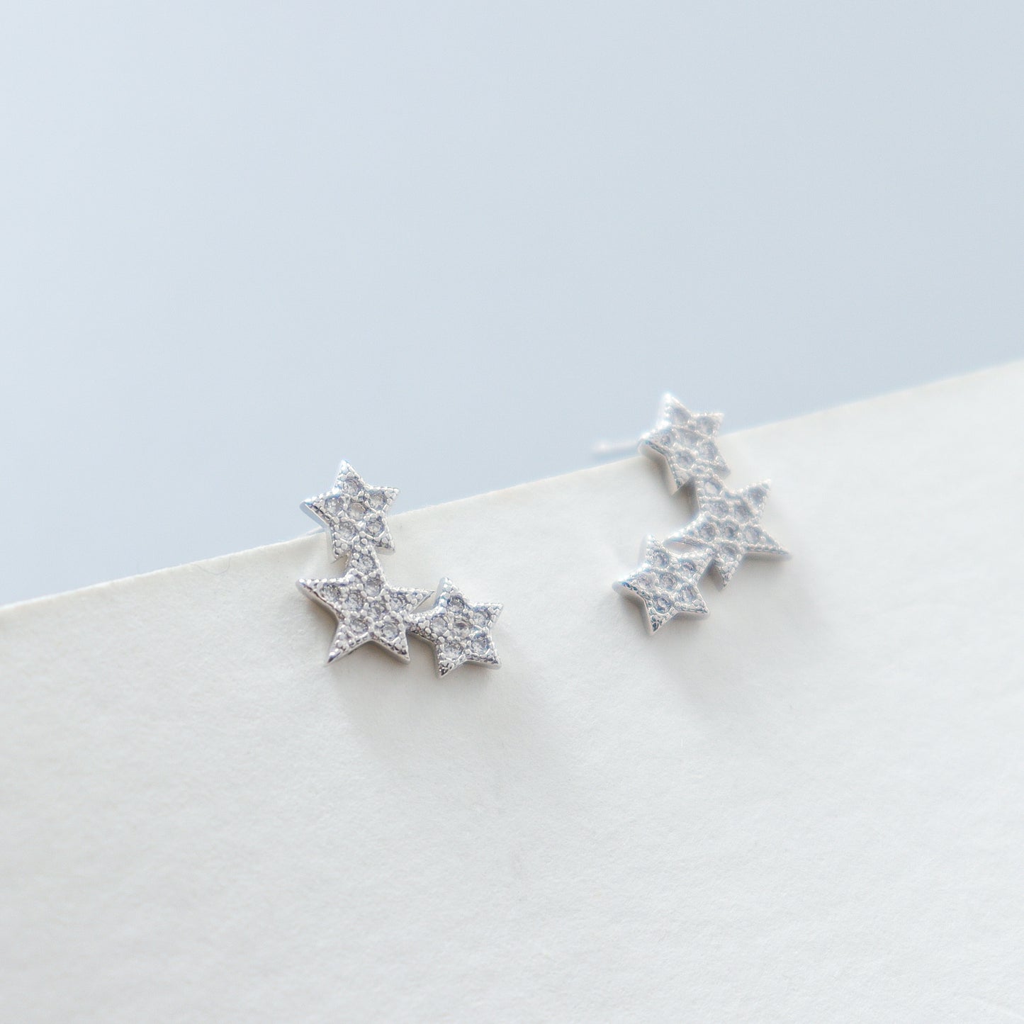 Triple Stars Silver 925 Earrings