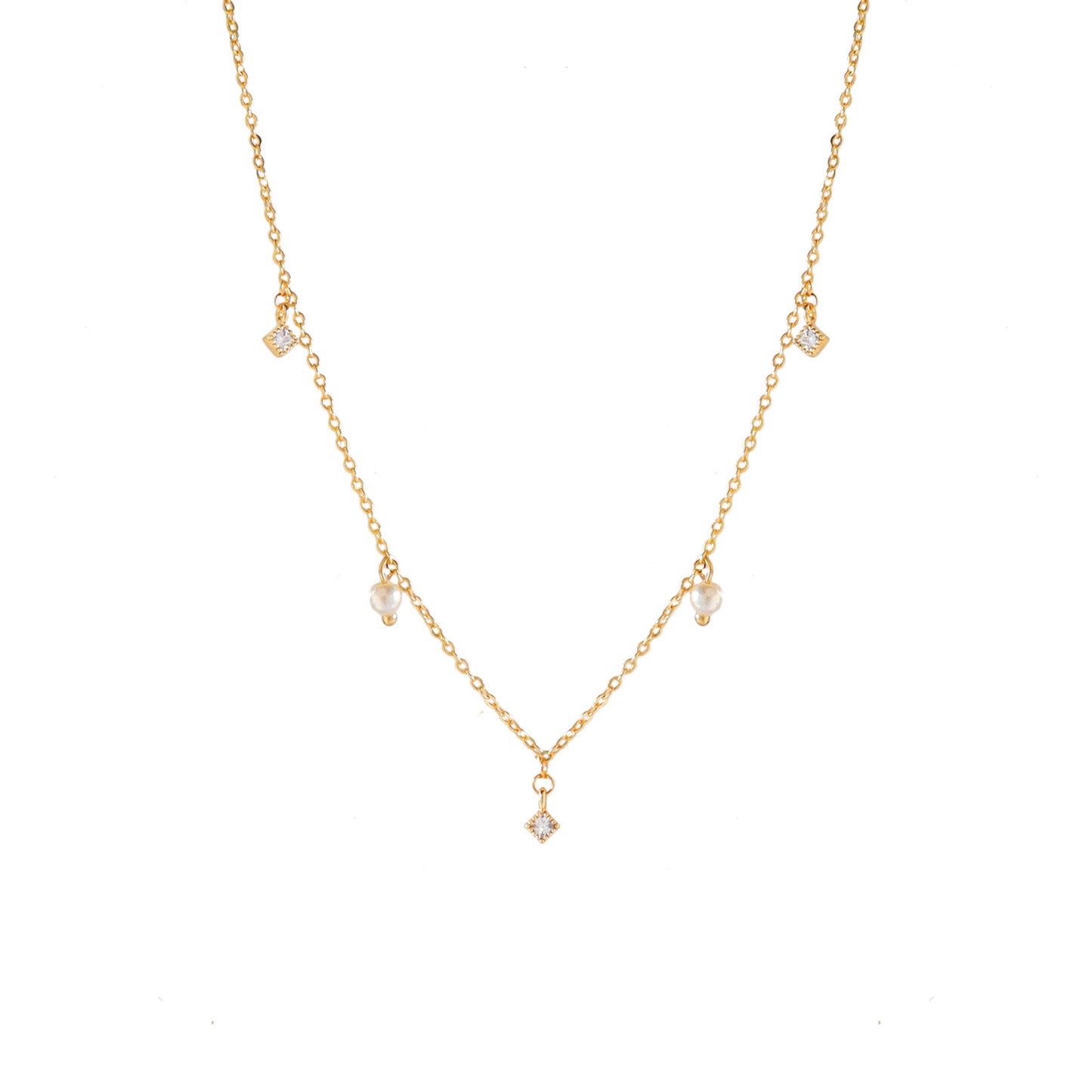 Cubic Pearl Gold Choker Necklace