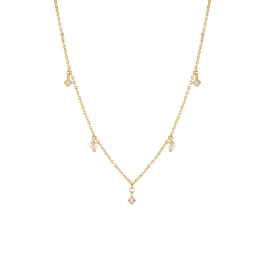 Cubic Pearl Gold Choker Necklace