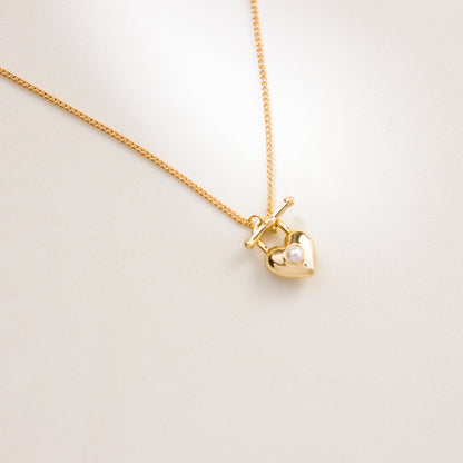 OT Toggle Hearty Pearl Necklace