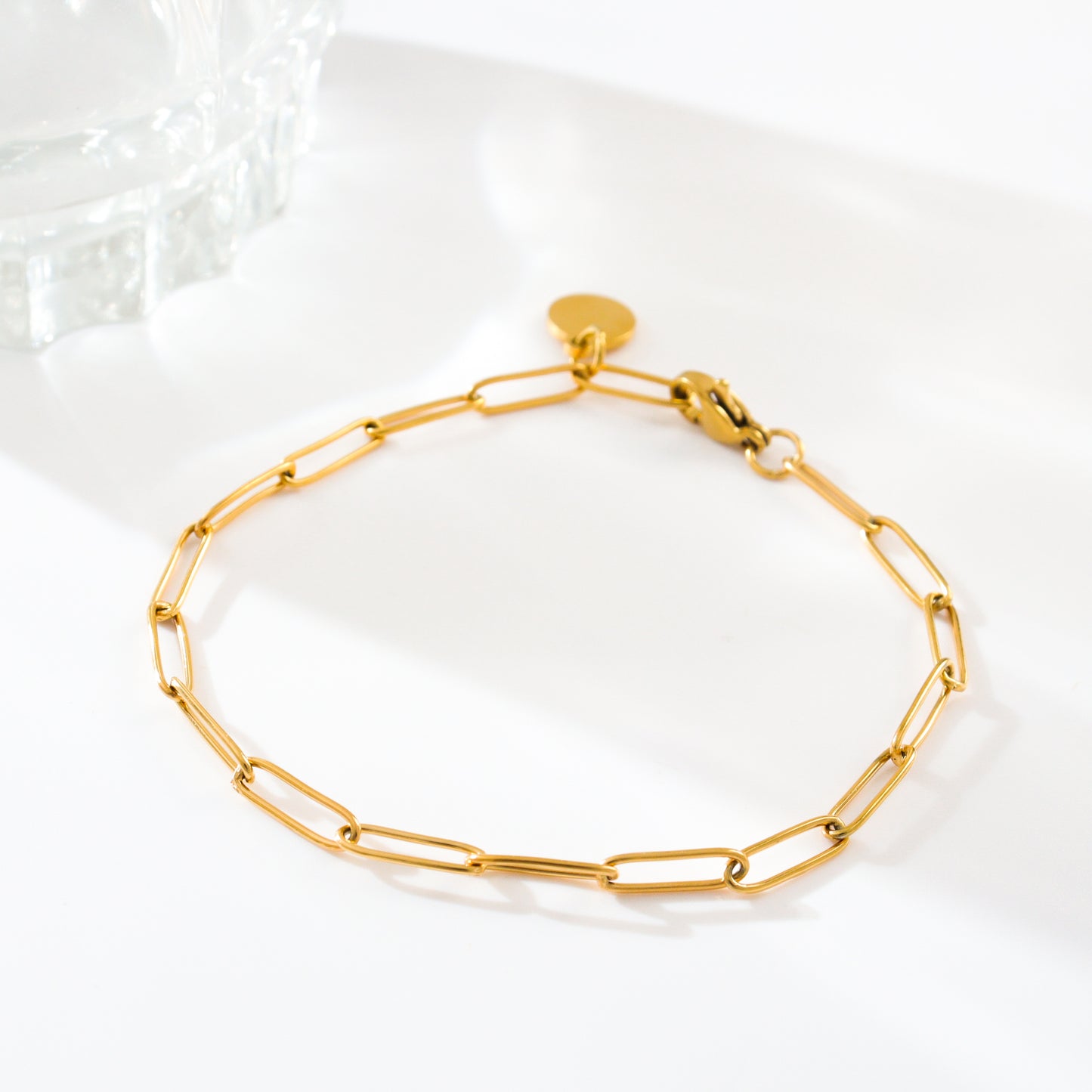 Paper Clip Chain Gold Titanium Bracelet