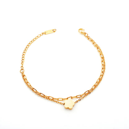 Tiny Bloom Double Chain Bracelet