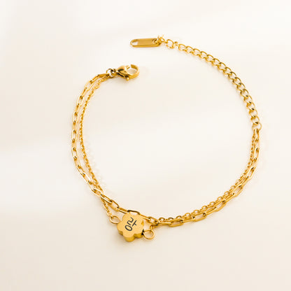 Tiny Bloom Double Chain Bracelet