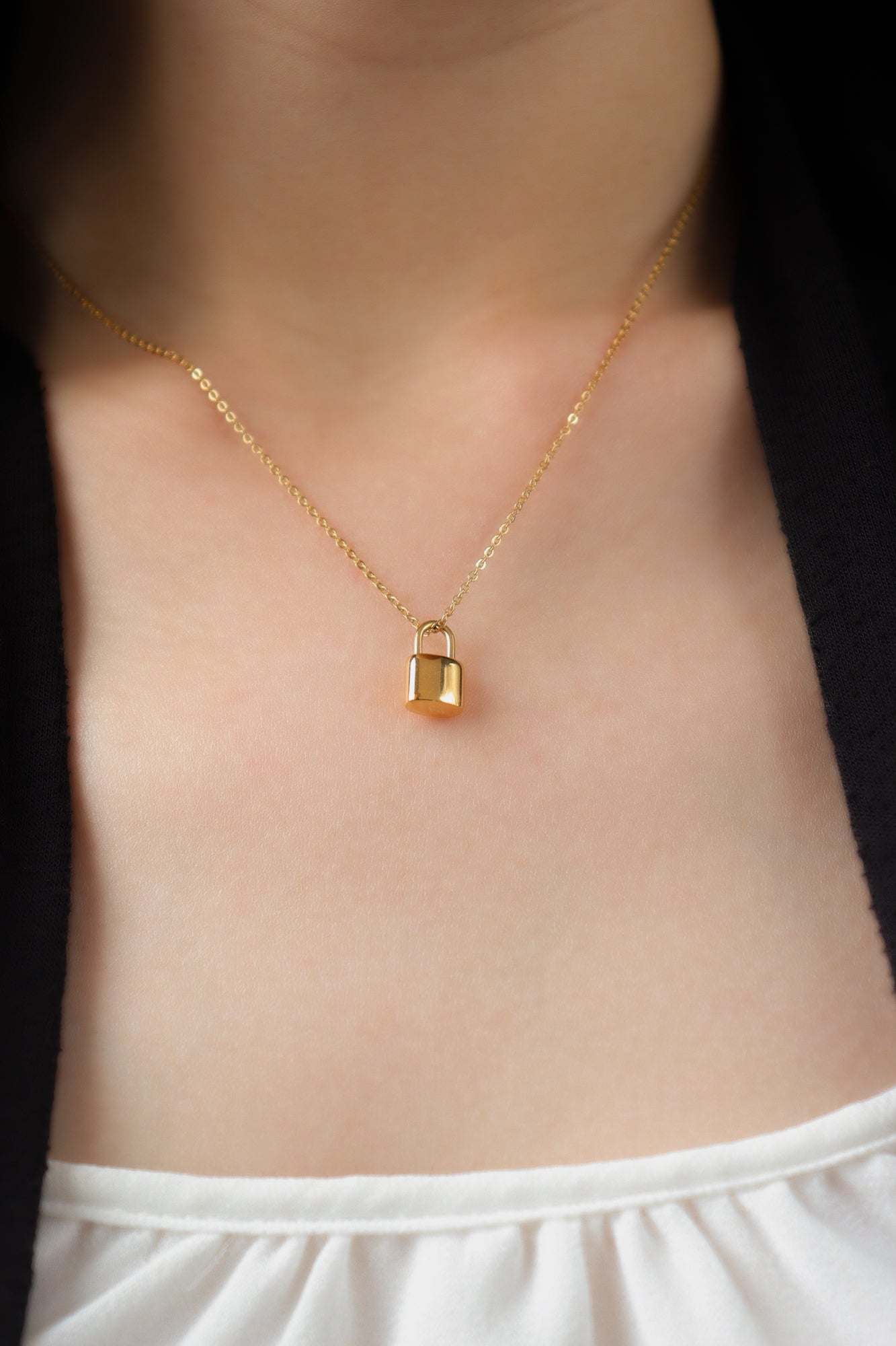 Golden Lock Titanium Necklace