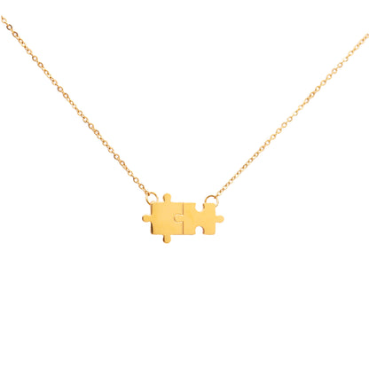 Puzzle Affection Gold Titanium Necklace