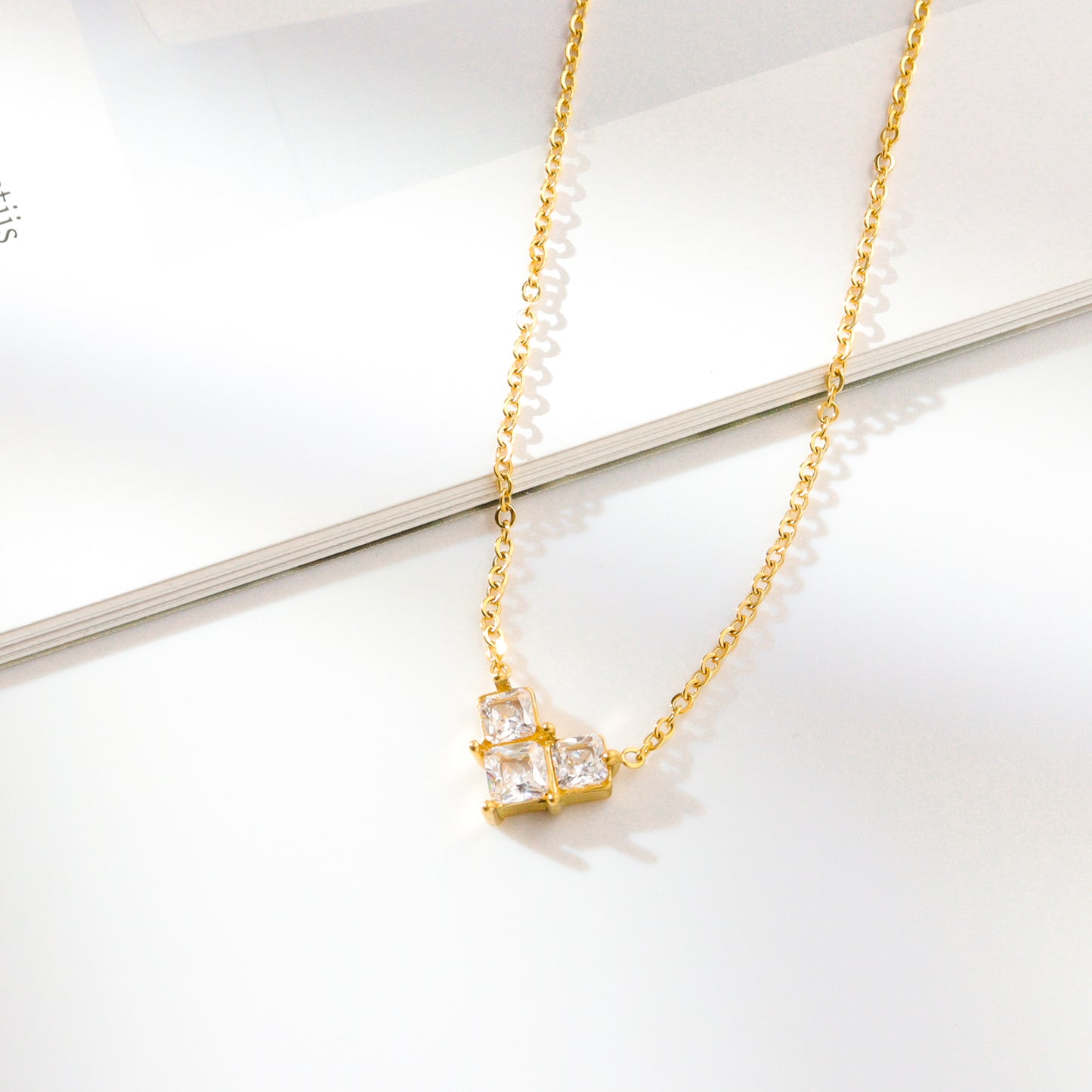 Cubic Love Gold Titanium Necklace