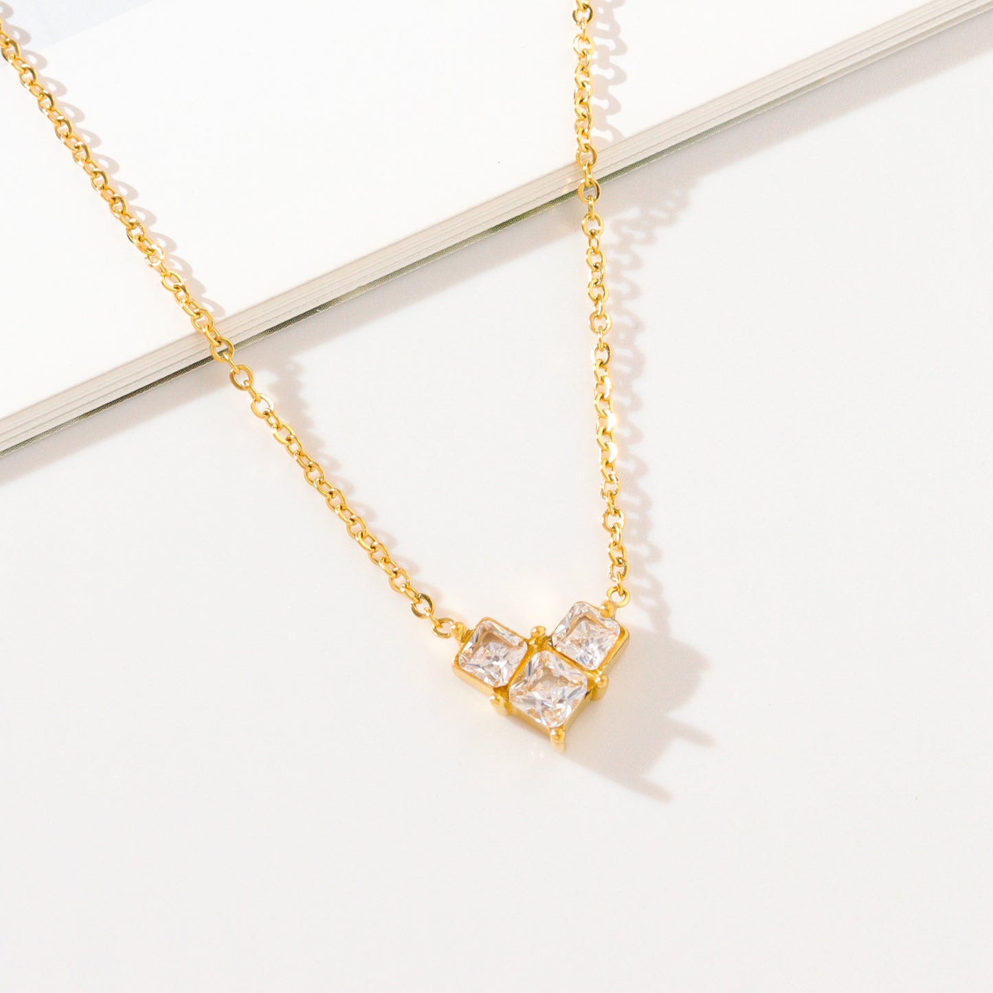Cubic Love Gold Titanium Necklace